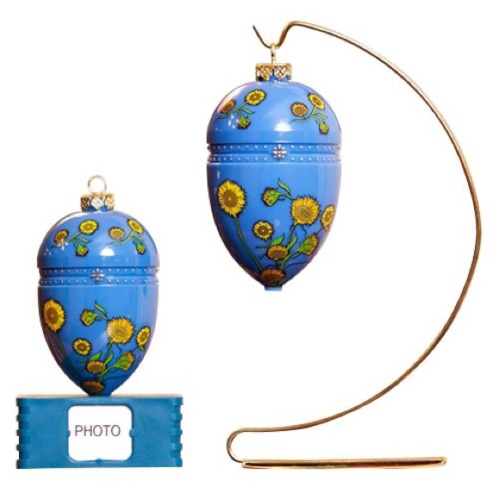 🌼 Pet Memorial Urn Ornament – Blue Sunflower Design – Brand New